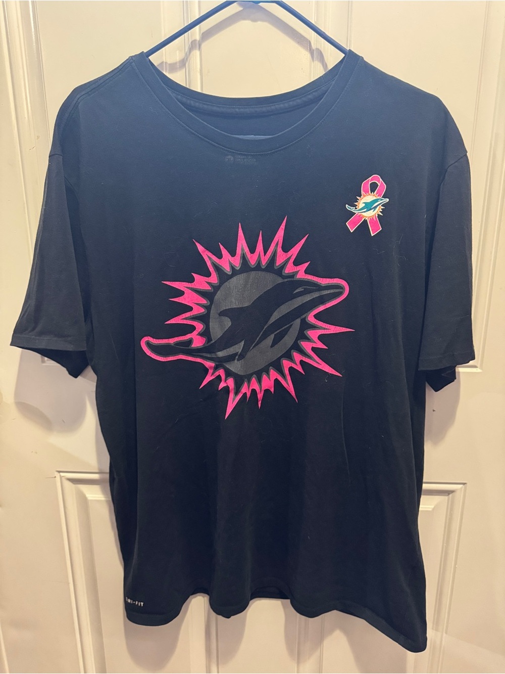 Nike x Miami Dolphins Crucial Catch Performance Black Athletic Dri-Fit Tee Shirt